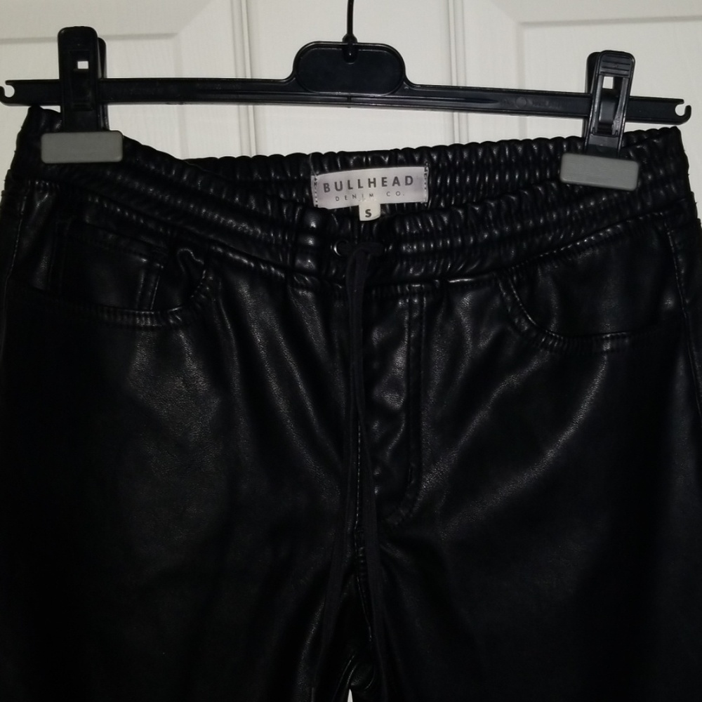 Faux leather joggers
